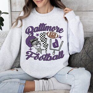 Baltimore Football Sweatshirt Retro Vintage NFL Crewneck Baltimore Game Day 05